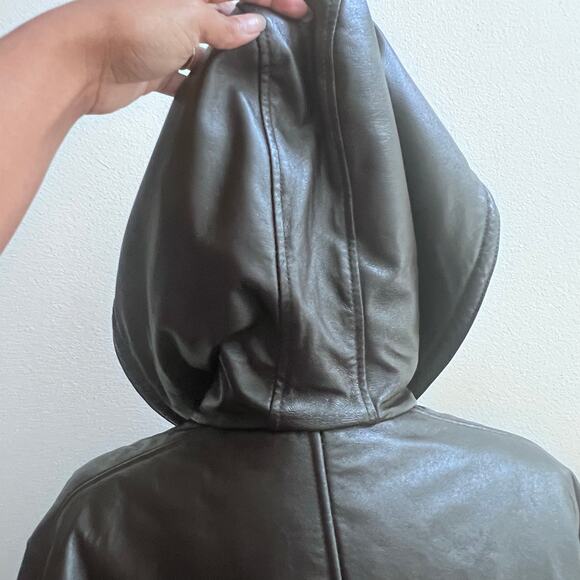 WILSON Leather Faux Lined Hooded Jacket Women's L Winter Coat Full Zip Outdoors - Picture 4 of 9